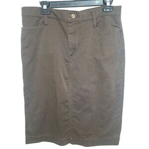 Riders by Lee Womens Brown Denim Skirt 10M Modest Straight Stretch Cotton